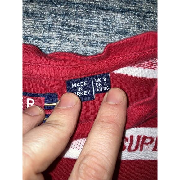 Superdry Red White Cote Stripe Text T-shirt g60109mt Small Women’s Ladies Top - Picture 3 of 6